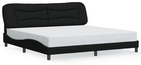 3207795 vidaXL Cadru de pat cu tăblie, negru, 200x200 cm, textil