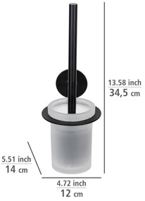 Perie de WC negru-mat autoadezivă din sticlă Bivio – Wenko