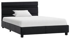 284792 vidaXL Cadru de pat cu LED, negru, 90 x 200 cm, piele artificială