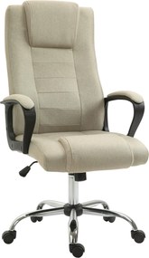 Vinsetto Scaun de Birou Ergonomic, Rotativ și Înclinabil, din Țesătură cu Aspect de In, cu Tetieră, Bej | Aosom Romania