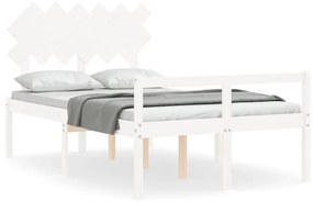 3195542 vidaXL Cadru de pat senior cu tăblie, 120x200 cm, alb, lemn masiv