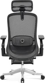Scaun ergonomic premium Camila-H-MF, masaj lombar, șezut glisant, tetieră 4D, cotiere 6D, reclinare 145°, suport picioare, Full Mesh, bază aluminiu, Negru