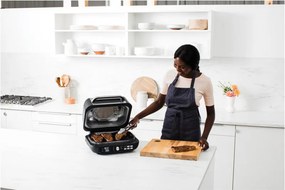 Gratar electric Ninja Foodi MAX PRO AG651EU, 2460W, 3.8L, Functie gratar si Air fryer, Cyclonic Air, Smart Cook, Negru/inox