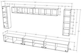 Living haaus Haga V6, Antracit/Stejar Wotan, L 360 cm