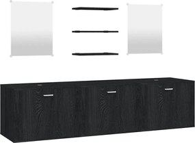 vidaXL Set mobilier de baie, 6 piese, negru, lemn prelucrat