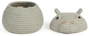 Coș de jucării pentru copii gri deschis din material textil ø 15x15 cm Mini Henry the Hippo – Lorena Canals
