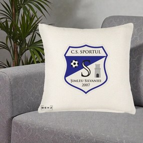 Perna Personalizata CS Sportul Simleu Silvaniei 2007, 40x40 cm, Crem Reliefat, Husa Detasabila, Perna Inclusa, BEKZ®