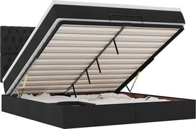 vidaXL Cadru de pat otoman cu saltea țesătură neagră 180x200cm