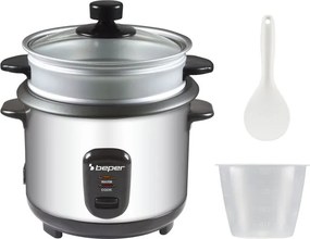 Aparat pentru gătit orez Beper 90.550, 400 W, 1 l, până la 625 g de orez, menținere a căldurii, oțel inoxidabil