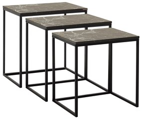 Set 3 măsuțe de cafea Shepolendo 1 (marmură negru + negru). 1108632