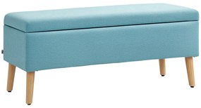HOMCOM Bancă cu spațiu de depozitare, până la 220 kg, aspect din in, 110x39x45cm, Albastru | Aosom Romania