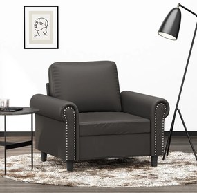 349116 vidaXL Canapea de o persoană, gri, 60 cm, piele ecologică