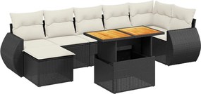 vidaXL Set mobilier de grădină cu perne, 8 piese, negru, poliratan