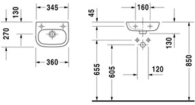 Duravit 7053600092 - Lavoar suspendat D-CODE 36x27 cm ceramică/alb lucios