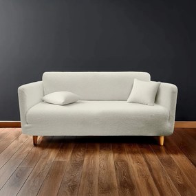 Husă crem elastică pentru canapea cu 3 locuri Laina – douceur d'intérieur