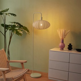 Lampă de podea Japandi bej cu abajur din țesătură crem - Bida