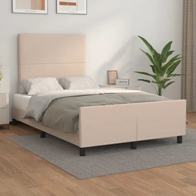 Cadru de pat cu tablie, cappuccino, 120x200 cm, piele ecologica Cappuccino, 120 x 200 cm, Design simplu