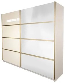Gold Dulap 2500 Crem cu usi MDF Lucios si Oglinda