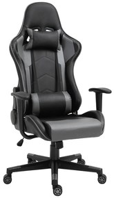 Vinsetto Fotoliu de birou ergonomic, fotoliu de gaming, fotoliu rotativ, piele artificială, spumă, Negru, 67,5 x 74 x 126-136 cm | Aosom Romania