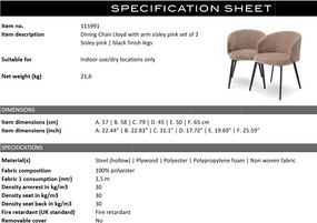 Set de 2 scaune cu brate design LUX Lloyd, Sisley roz