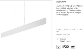 Lustra suspendata design modern LED DESK SP1 BIANCO 138237