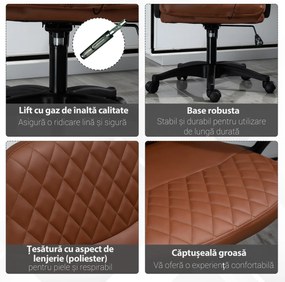 Vinsetto Scaun de birou ergonomic cu 2 Puncte pentru Masaj, Port USB, Piele Ecologică, Maro, 59x63x92-101cm | Aosom Romania