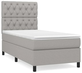 3141969 vidaXL Pat continental cu saltea, gri deschis, 80x200 cm, textil