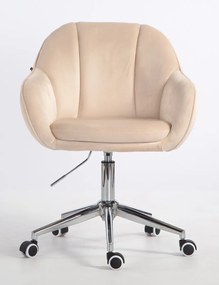 HR2055K Scaun Crem din Catifea cu Bază Cromata