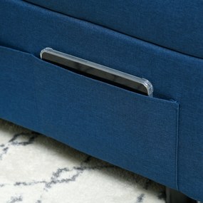 HOMCOM Fauteuil convertibil 1 loc fauteuil pat cu spătar reglabil, scaun căptușit și pernă, albastru | Aosom Romania