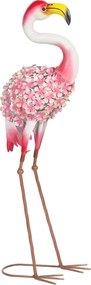 Outsunny Statuie de Grădină Flamingo, Sculptură de Pasăre din Metal cu Pene Florale, 28 x 19 x 83 cm, Roșu | Aosom Romania