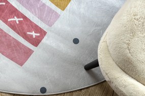 BAMBINO 47810 covor rotund lavabil Curcubeu, puncte pentru copii anti-alunecare - alb / roz