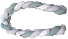 Aparatoare laterala pat Bumper impletit, inchidere velcro, Bumbac Caprioara mica, 180X21 cm