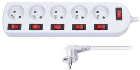 Cablu prelungitor 5Z - 3m, 6x comutator, alb