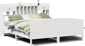 vidaXL Pat cu bibliotecă fără saltea, 180x200 cm, lemn masiv de pin