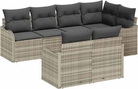 vidaXL Set de canapele pentru grădină 7 pcs Gri deschis Rattan poli