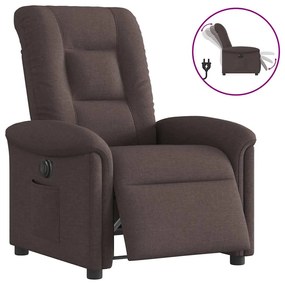 vidaXL Fotoliu rabatabil electric, maro închis, material textil