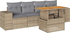 vidaXL Set canapele de grădină cu perne, 5 piese, bej, poliratan