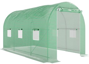 Outsunny Seră de Grădină Tunnel Suprafață Sol 8 m² 4L x 2l x 2,05H m cadru Tubular Ușă dublă cu fermoar 6 ferestre rulante verde | Aosom Romania