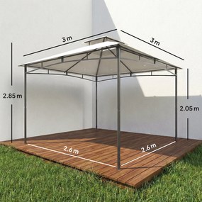Outsunny Pavilion 3x3 m rezistent la apă Stabil Rezistent la iarnă Pavilion de grădină cu cadru superior retractabil Dublu acoperiș Alb-crem | Aosom Romania