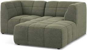 Colțar verde cu tapițerie din țesătură bouclé (cu colț pe partea dreaptă/cu șezlong) Aloha – Makamii