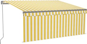 vidaXL Copertină retractabilă manual cu stor&LED, galben & alb 3x2,5 m