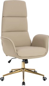 HR850K Scaun Crem Piele Ecologica Premium Soft cu Bază Aurie