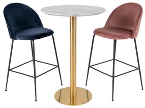 Bolzano Masă de bar, blat efect marmură, picior efect alamă 70x105 cm