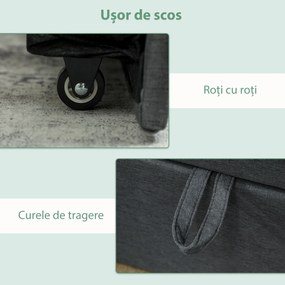 HOMCOM Cadru Pat Simplu 90x190 cm, Canapea cu Al Doilea Pat Extensibil, Tetieră Căptușită, Cotiere, Lamele din Lemn de Plop, pentru Cameră Living Oaspeți, Fără Saltea, Gri Închis | Aosom Romania