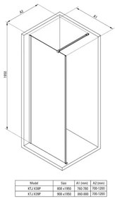 Paravan de dus Walk-in Deante Prizma crom periat 80x195 cm