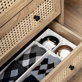 HOMCOM Comodă cu 4 Sertare Stil Boho din Ratan 80x35x95 cm Lemn Natural | Aosom Romania