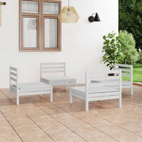 3082403 vidaXL Set mobilier de grădină, 4 piese, alb, lemn masiv de pin