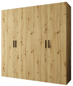 Dulap de haine 200 cm Borry 1 (Stejar artisan + Negru). 1125767