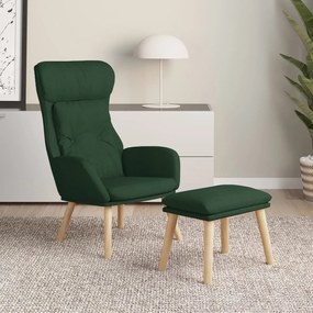 Scaun de relaxare cu taburet, verde inchis, textil