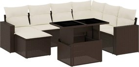 vidaXL Set canapele de grădină cu perne, 8 piese, maro, poliratan